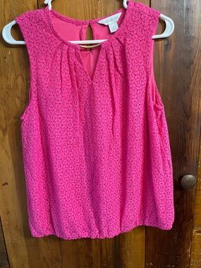 Liz Claiborne Hot Pink Lace Sleeveless Blouse
